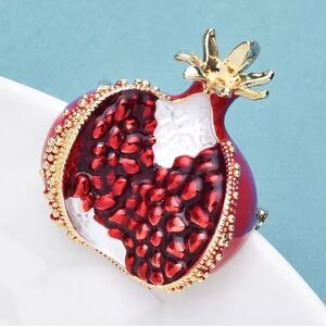 Red Pomegranate Gold Brooch